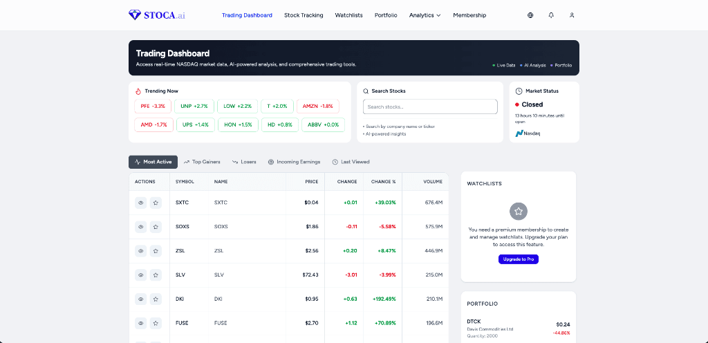 Stoca.ai - AI Stock Analysis Platform